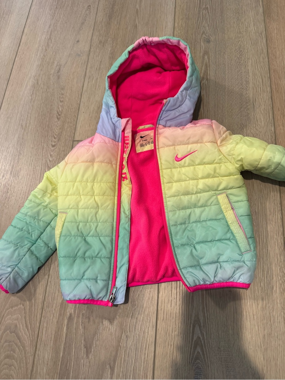 Nike Toddler Girls' Ombre Hooded Puffer Jacket - Pink/Multicolor